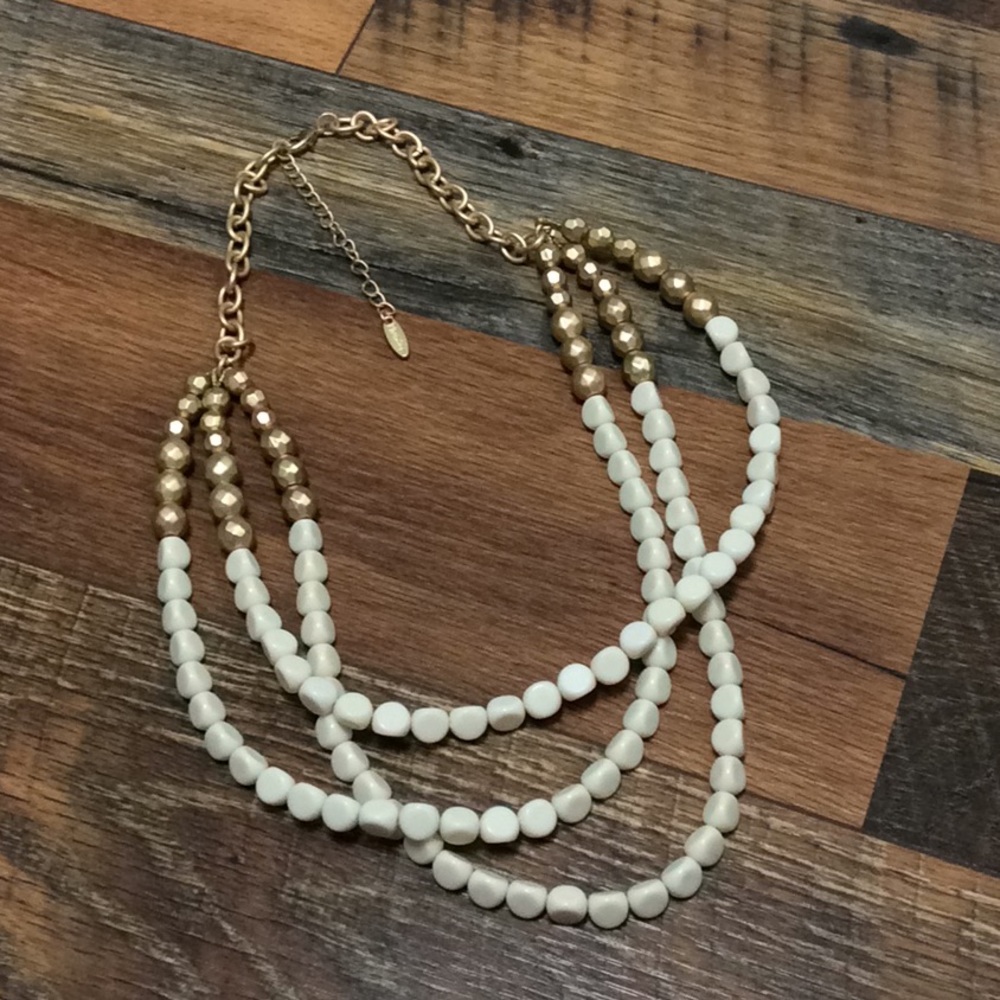 NIB shaped pearls/gold beaded Plunder Necklace